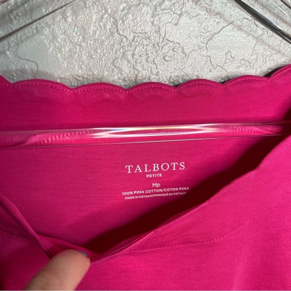 Talbots Pink 3 Quarter Inch Sleeve Top W/Scallop Neck Line - Picture 3 of 5